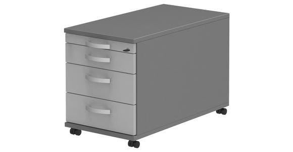 ROLLCONTAINER Anthrazit, Alufarben, Hellgrau - Anthrazit/Hellgrau, KONVENTIONELL, Holzwerkstoff/Metall (42,7/54,4/80cm) - Moderano