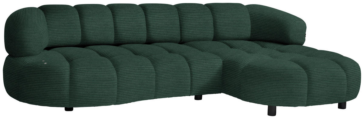 ECKSOFA in Cord, Velours Waldgrün  284/183 cm  - Waldgrün/Schwarz, Design, Holz/Textil (284/183cm) - Welnova