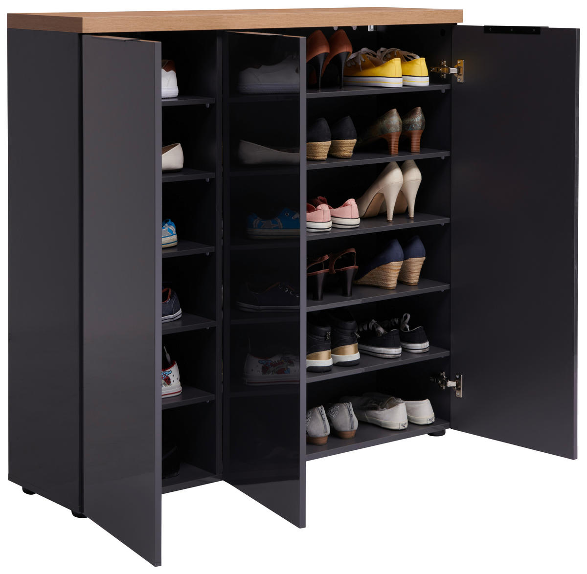 OMARA ZA ČEVLJE antracit, barve hrasta - barve hrasta/barve aluminija, Design (120/115/34cm) - Xora