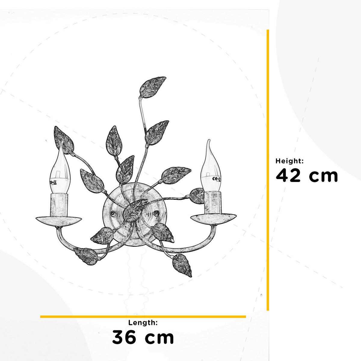 WANDLEUCHTE Collana 36/16/42 cm   - Bronzefarben, KONVENTIONELL, Metall (36/16/42cm)