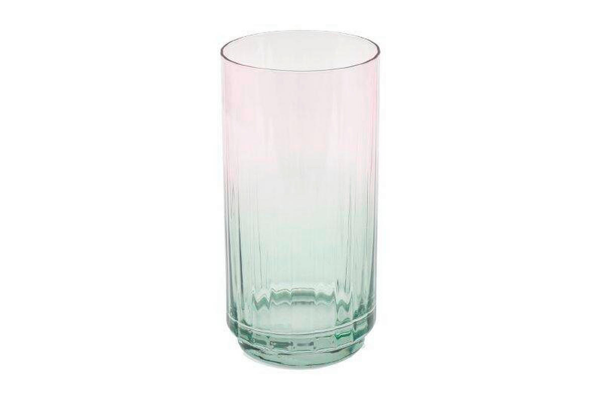 POHÁR NA PITIE - pink/jadeitovozelená, Basics, sklo (7.5/15.20/7.5cm)