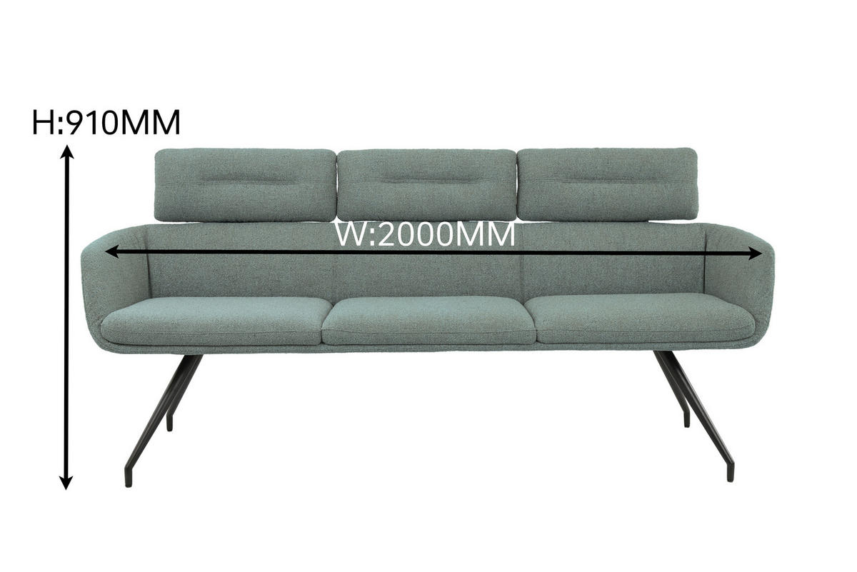 SITZBANK 200/92,5/67 cm Webstoff Grün, Schwarz  - Schwarz/Grün, Design, Textil/Metall (200/92,5/67cm) - Dieter Knoll