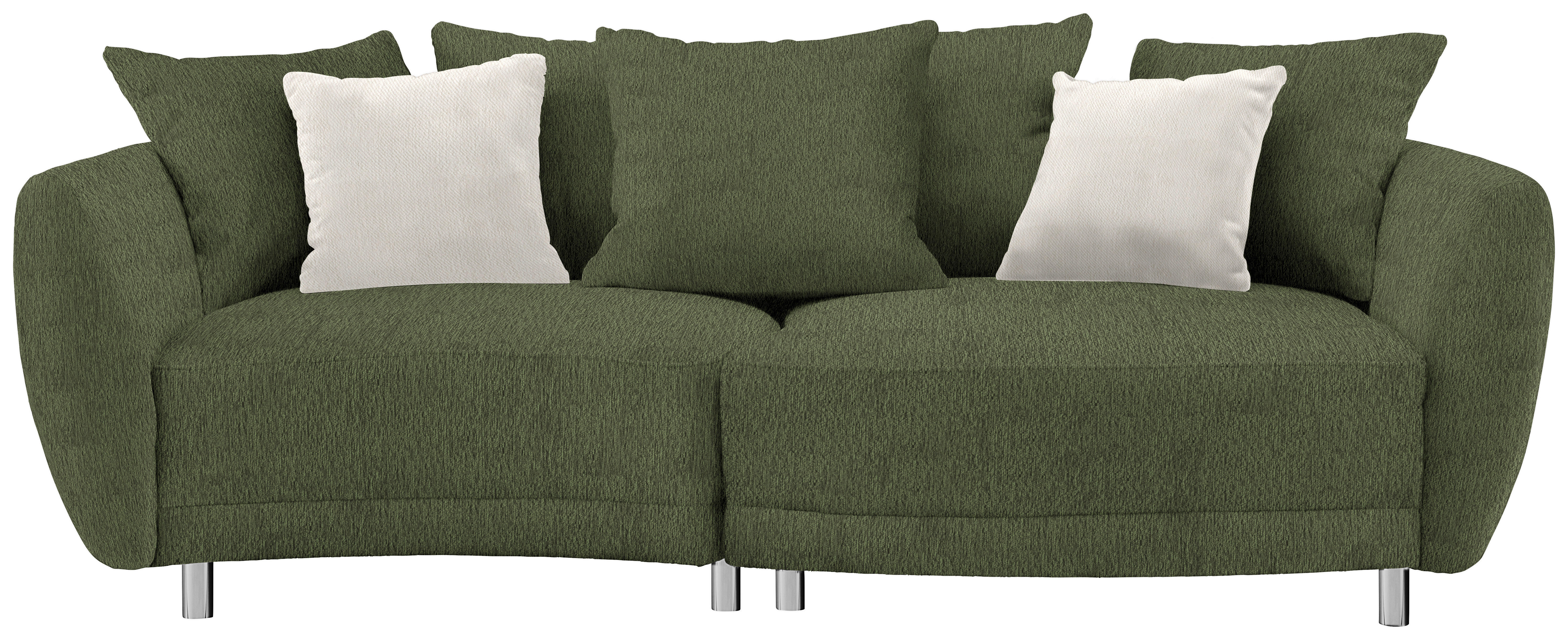 BIGSOFA Chenille Olivgrün  - Silberfarben/Olivgrün, Design, Kunststoff/Textil (243/72/143cm) - Carryhome