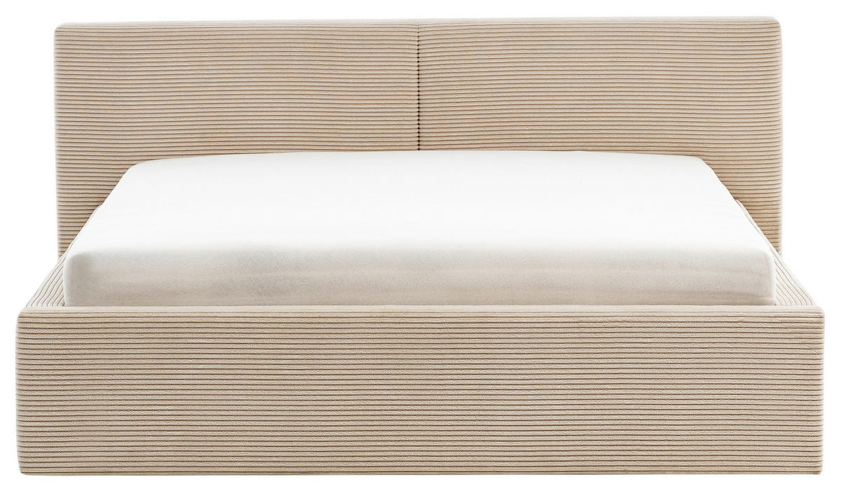 POLSTERBETT 140/200 cm  in Beige  - Weiss/Beige, Basics, Holz/Textil (140/200cm) - Boxxx