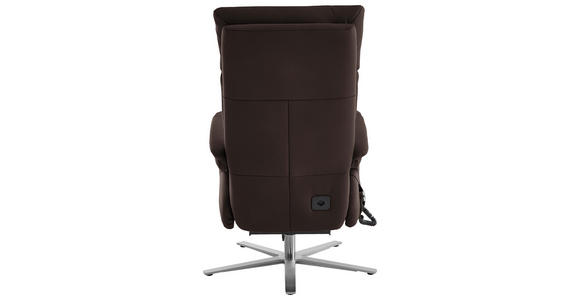 RELAXSESSEL in Leder Dunkelbraun - Edelstahlfarben/Dunkelbraun, Design, Leder/Metall (70/124/85cm) - Cantus