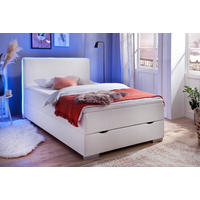 BOXSPRINGBETT 120/200 cm  in Weiß  - Silberfarben/Weiß, MODERN, Kunststoff/Textil (120/200cm) - Livetastic