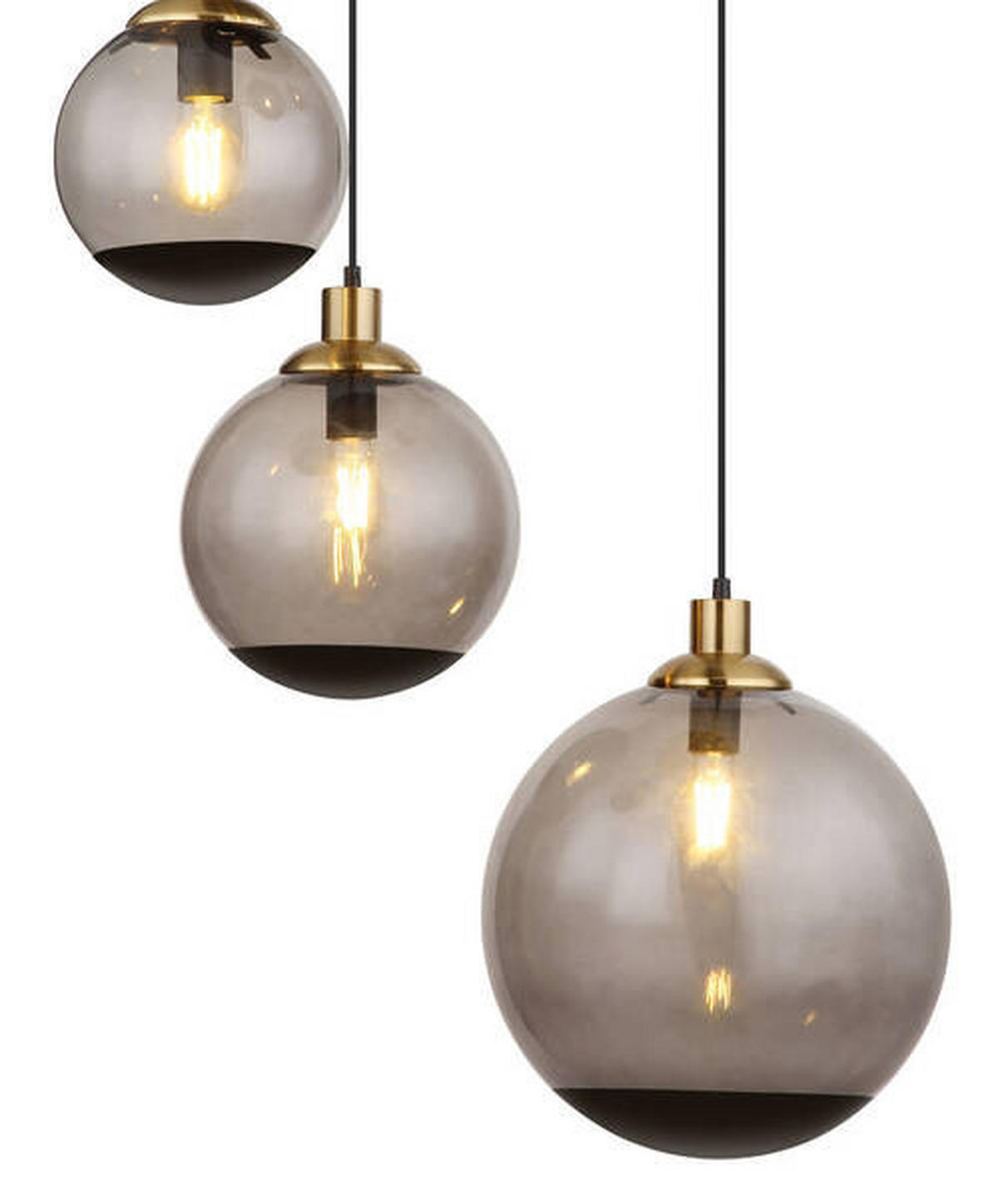 HÄNGELEUCHTE 65/150 cm    - Messingfarben/Schwarz, Design, Glas/Kunststoff (65/150cm) - Globo