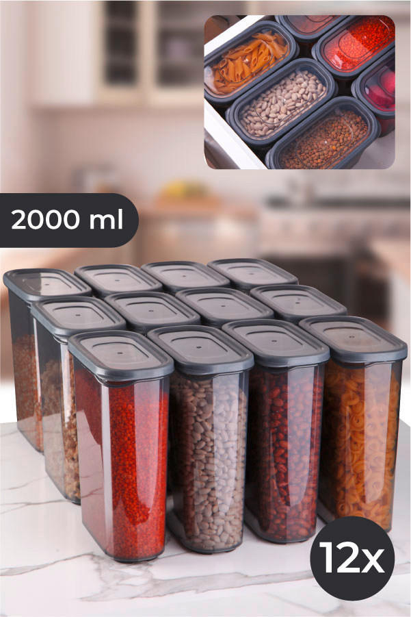 VORRATSDOSENSET 12-teilig  - Anthrazit, Basics, Kunststoff (17/21/8cm) - P & B