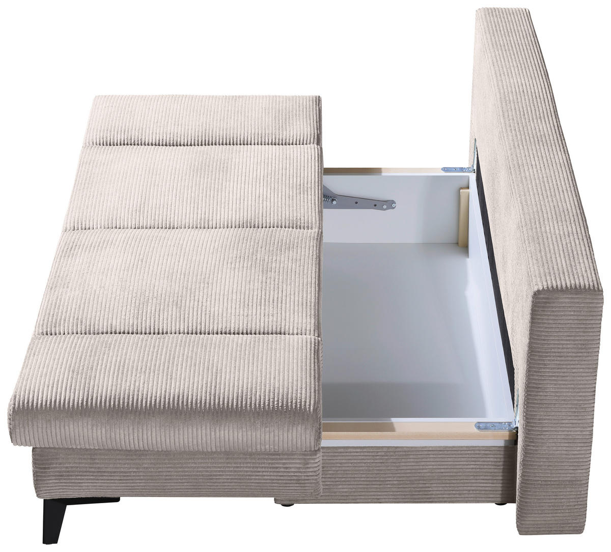 SCHLAFSOFA Cord Cappuccino  inkl. Bettkasten, Schlaffunktion, Armteilverstellung  - Schwarz/Cappuccino, Design, Textil/Metall (200/85/90cm) - Novel