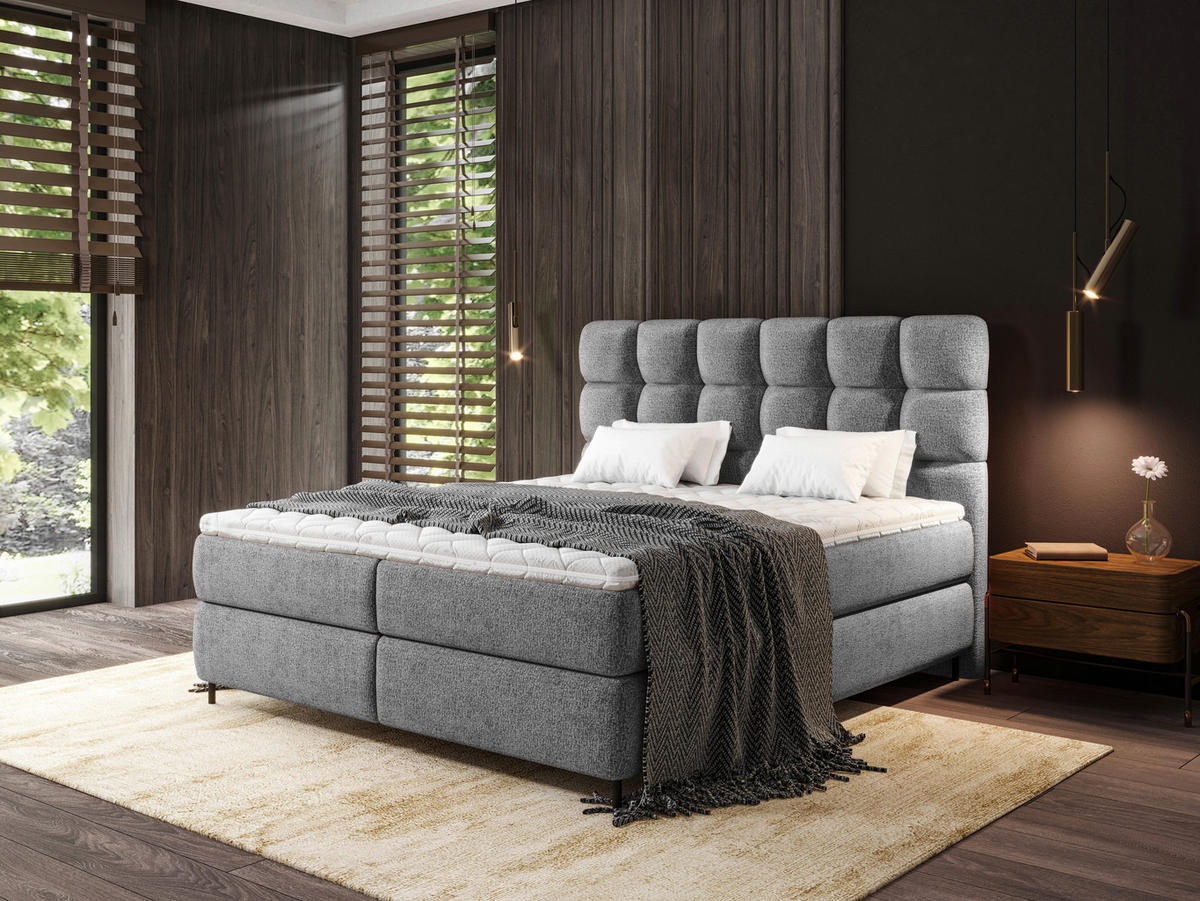 BOXSPRINGBETT 180/200 cm  in Anthrazit  - Anthrazit/Schwarz, Trend, Textil/Metall (180/200cm) - Esposa