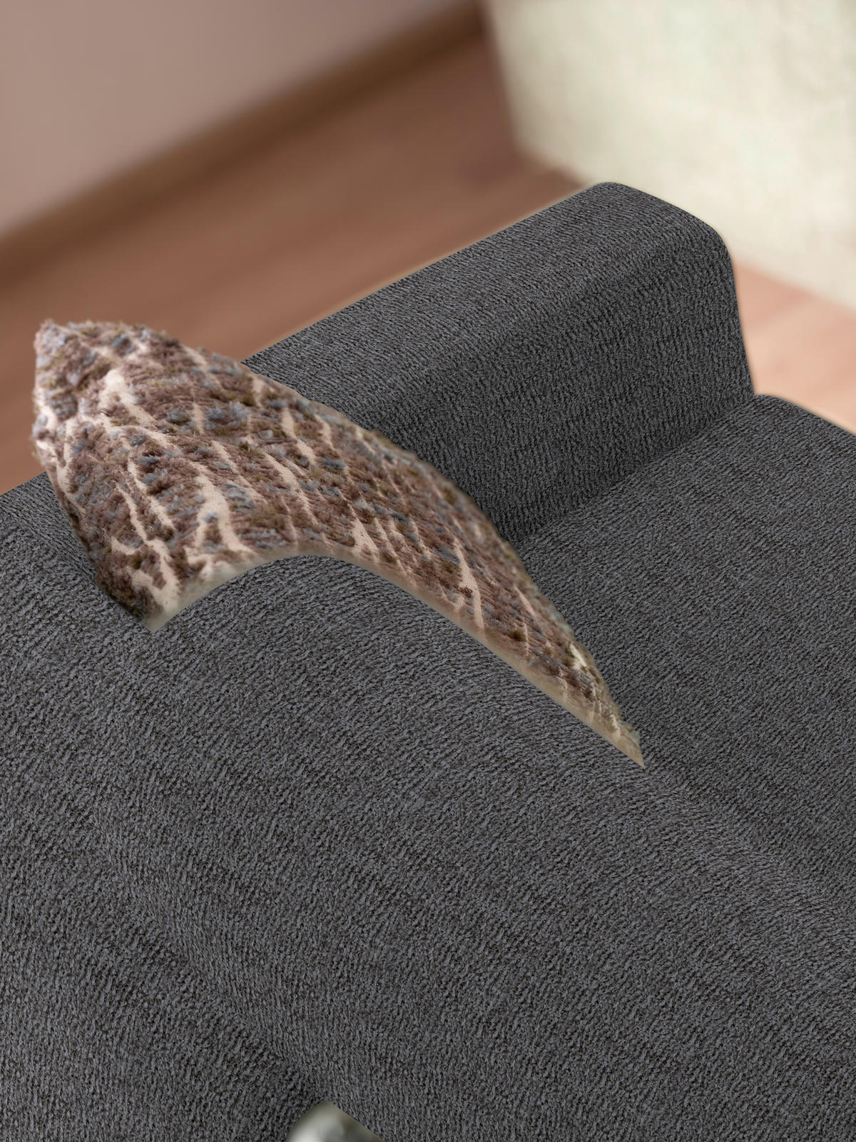 3-SITZER-SOFA Flachgewebe Dunkelgrau  - Chromfarben/Dunkelgrau, Design, Textil/Metall (195/83/85cm) - Xora