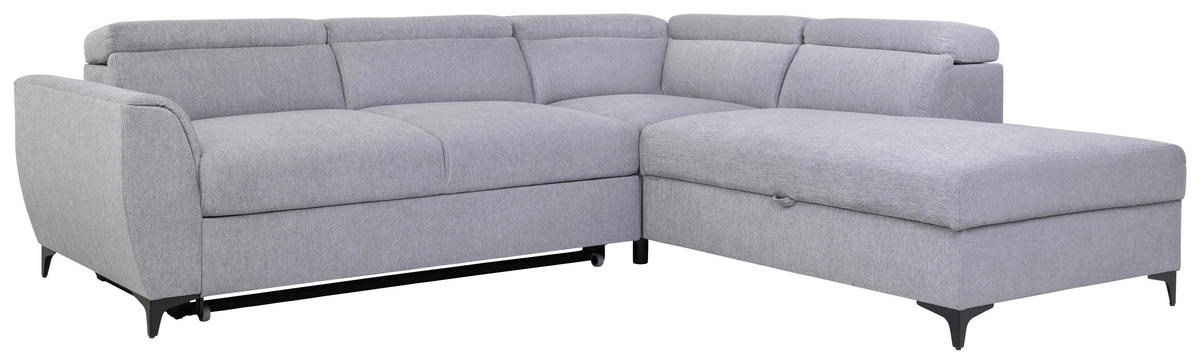 SAROKKANAPÉ textil szürke  - fekete/szürke, Konventionell, textil/fém (255/217cm) - MID.YOU