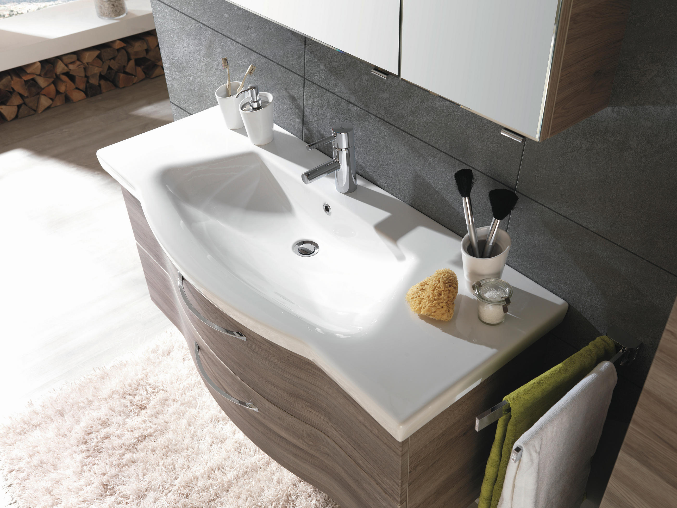 BADEZIMMER  in 122 cm  - Eichefarben, Design, Holzwerkstoff (122cm) - Sadena