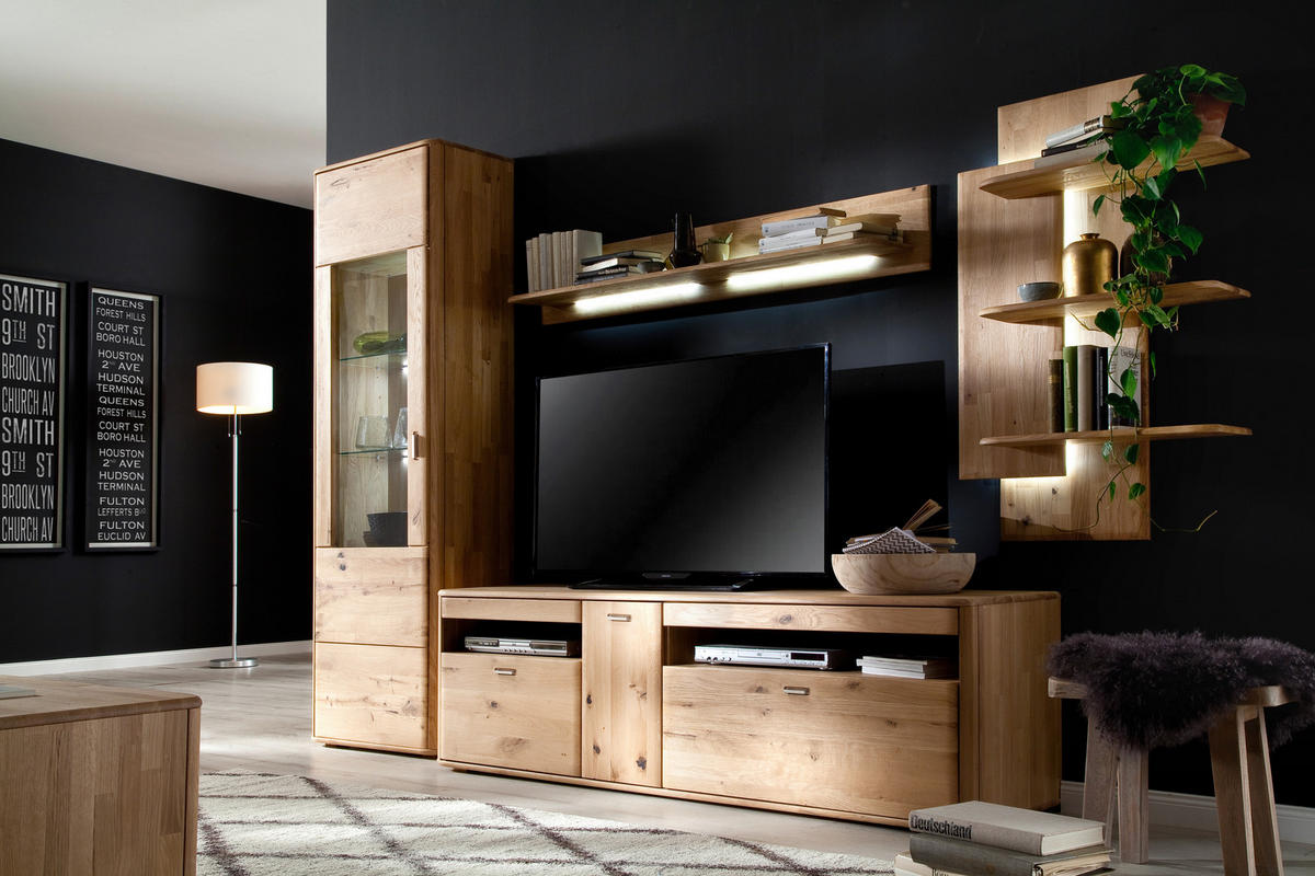 HYLLKOMBINATION  i ekfärgad  310/208/50 cm  - ekfärgad, Design, metall/trä (310/208/50cm) - Livetastic