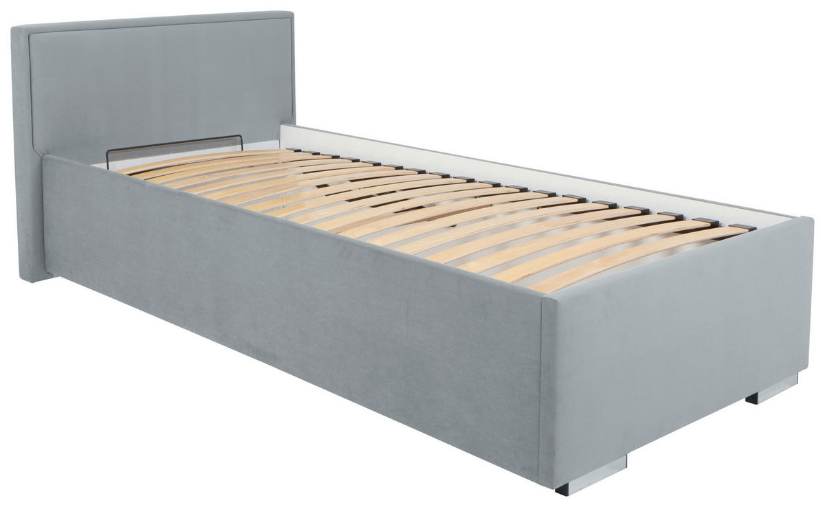 KÁRPITOZOTT ÁGY 90/200 cm  szürke  - króm/szürke, Modern, textil/fa (90/200cm) - MID.YOU