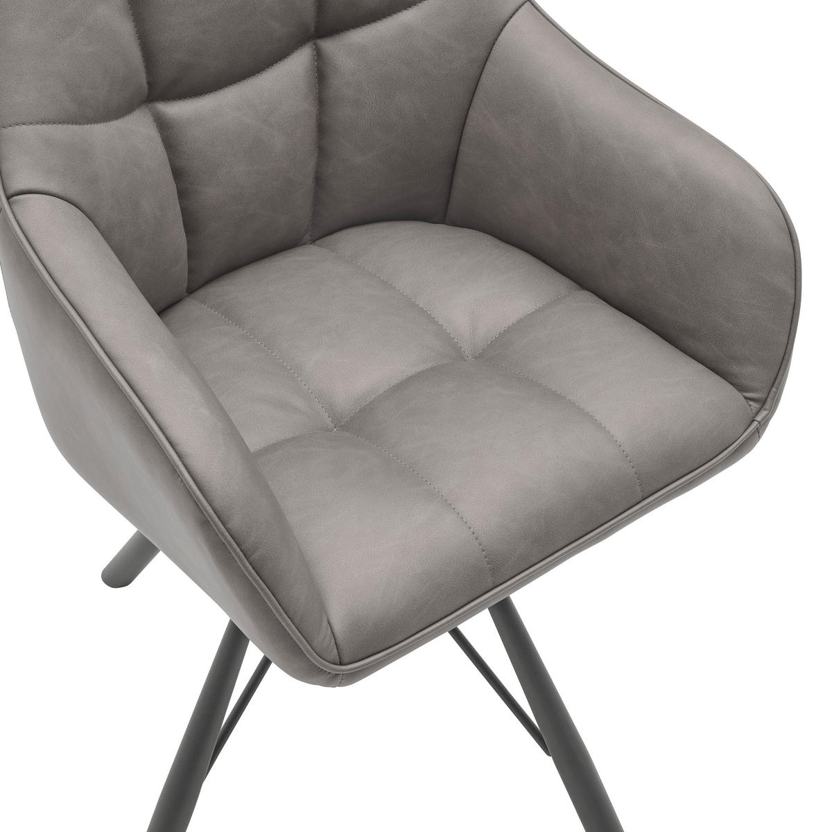 ŽIDLE S PODRUČKAMI, železo, vzhled kůže, šedá, černá - šedá/černá, Lifestyle, kov/textil (58.5/82.5/54.5cm) - MID.YOU