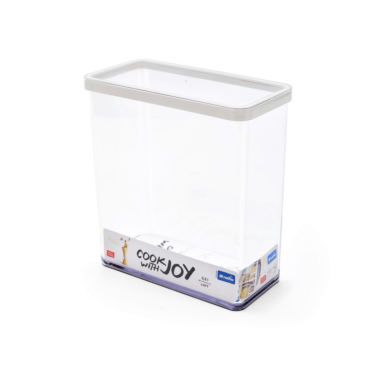 DÓZA NA POTRAVINY - priehľadné/biela, Basics, plast (20/10/21,4cm) - Rotho