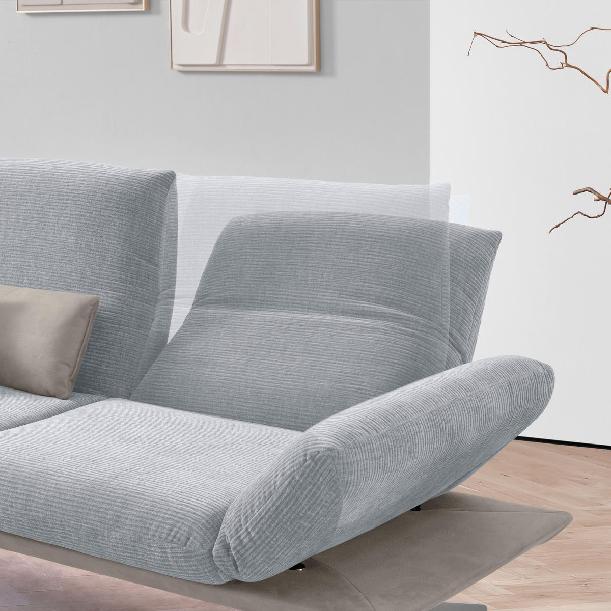 ECKSOFA in Flachgewebe Grau  209/277 cm  - Edelstahlfarben/Grau, Design, Textil/Metall (209/277cm) - Koinor