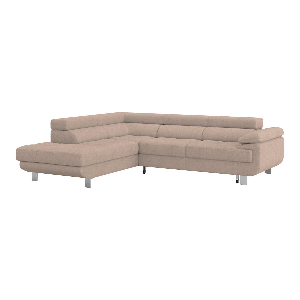 ECKSOFA in Drell Beige  - Beige, Modern, Textil/Metall (230/270cm) - MID.YOU
