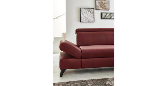 WOHNLANDSCHAFT in Leder Rot - Rot/Alufarben, Design, Leder/Metall (316/184cm) - Cantus