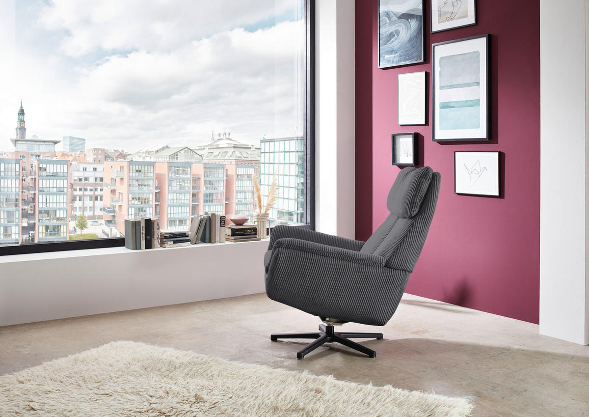 RELAXSESSEL Cord    - Anthrazit/Schwarz, Design, Textil/Metall (79/108/89cm)