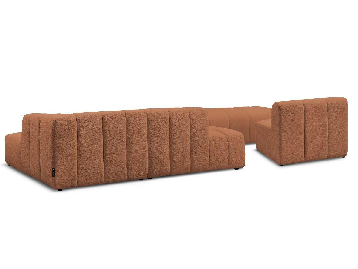 ECKSOFA Ottomane rechts  ANNECY Orange Bouclé  - Schwarz/Orange, MODERN, Kunststoff/Textil (262/170cm)