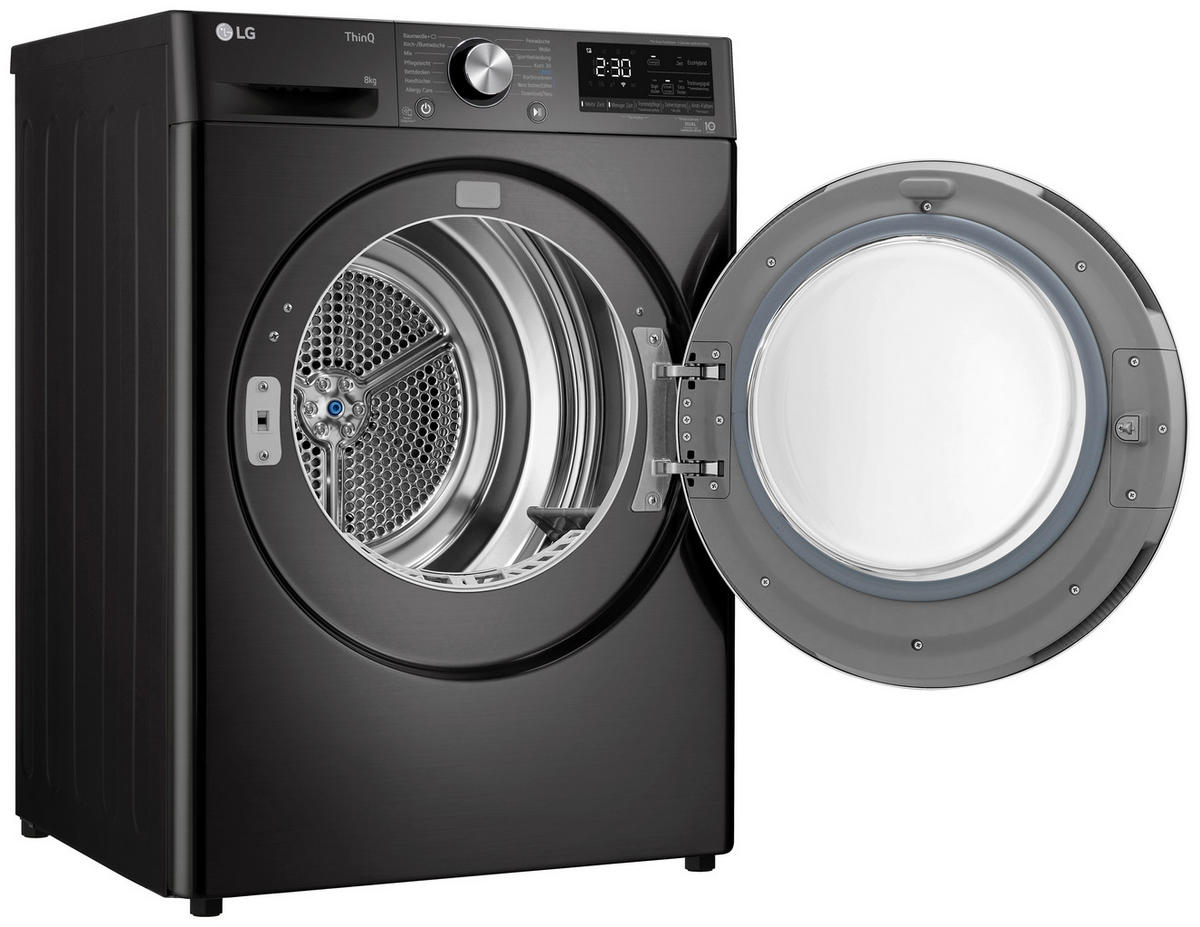 WÄRMEPUMPENTROCKNER RT80V9B  - Chromfarben/Schwarz, Basics, Glas/Kunststoff (59.5/203/67.5cm) - LG