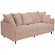 BIGSOFA in Cord Rosa - Schwarz/Rosa, Design, Textil/Metall (226/91/103cm) - Carryhome