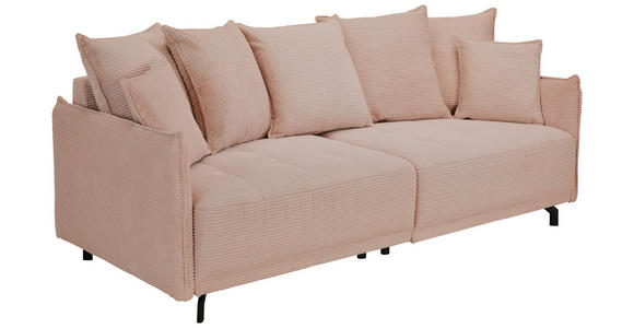 BIGSOFA in Cord Rosa - Schwarz/Rosa, Design, Textil/Metall (226/91/103cm) - Carryhome