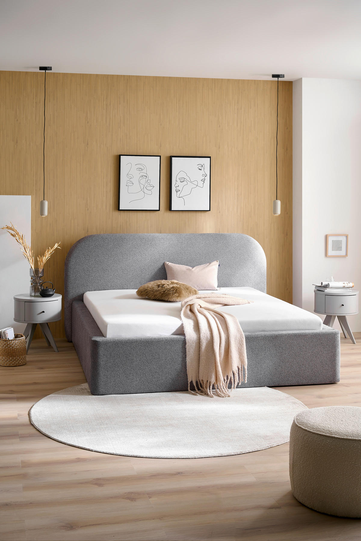 POLSTERBETT 180/200 cm  in Grau  - Schwarz/Grau, Design, Holz/Textil (180/200cm) - Boxxx