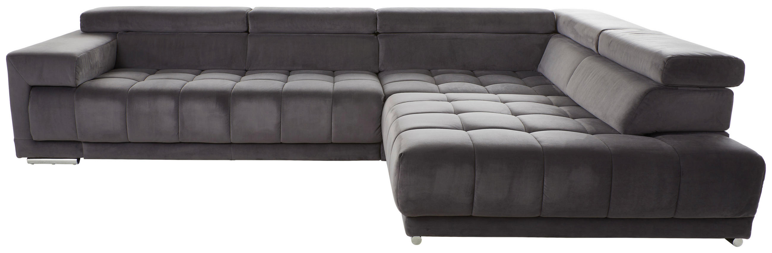 ECKSOFA Anthrazit Mikrofaser  - Chromfarben/Anthrazit, Design, Textil/Metall (326/222cm) - Beldomo Speed