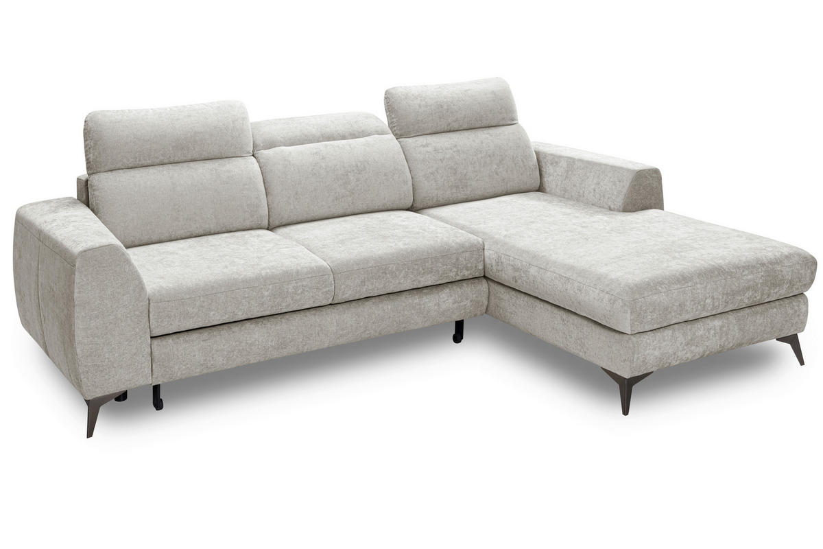 ROHOVÁ SEDAČKA, textil, slonovinová - černá/slonovinová, Basics, kov/textil (264/191cm) - Livetastic