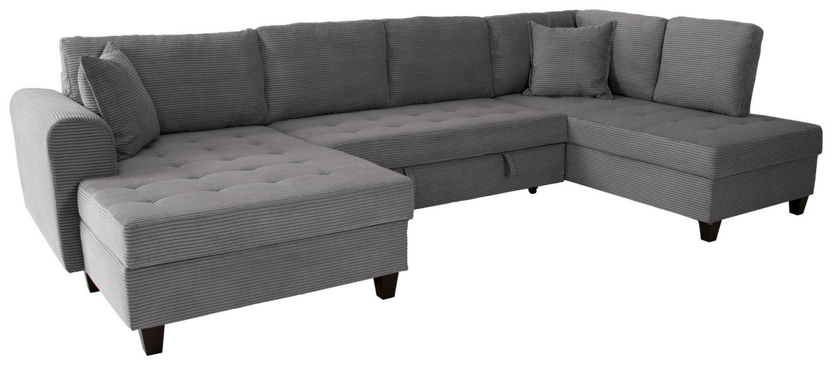 WOHNLANDSCHAFT MORITZ Grau Cord  - Grau, Trend, Textil (155/324/178cm) - P & B