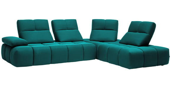 ECKSOFA in Struktur Türkis 313/233 cm - Türkis/Schwarz, Design, Kunststoff/Textil (313/233cm) - Emilio Belluti