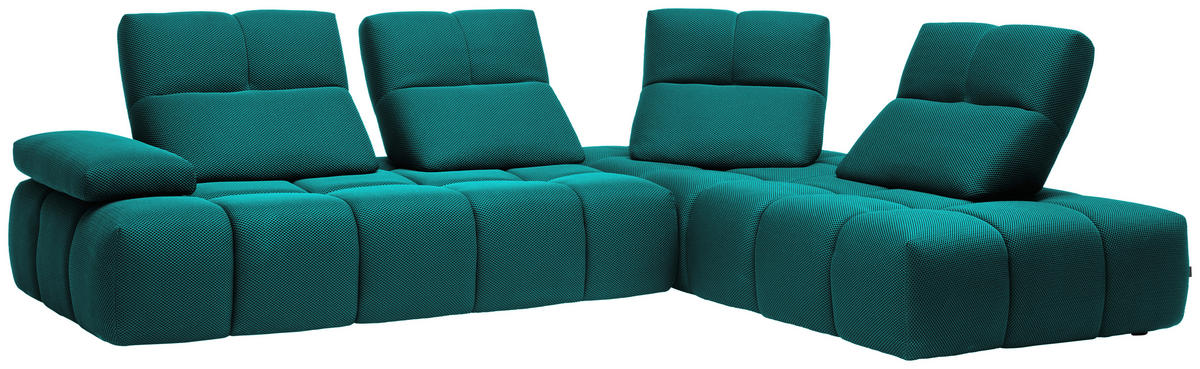 ECKSOFA in Struktur Türkis  - Türkis/Schwarz, Design, Kunststoff/Textil (313/233cm) - Emilio Belluti