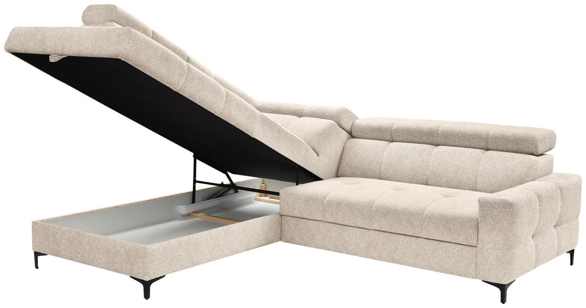 ECKSOFA in Struktur Beige  - Beige/Schwarz, Modern, Textil/Metall (212/254cm) - Carryhome
