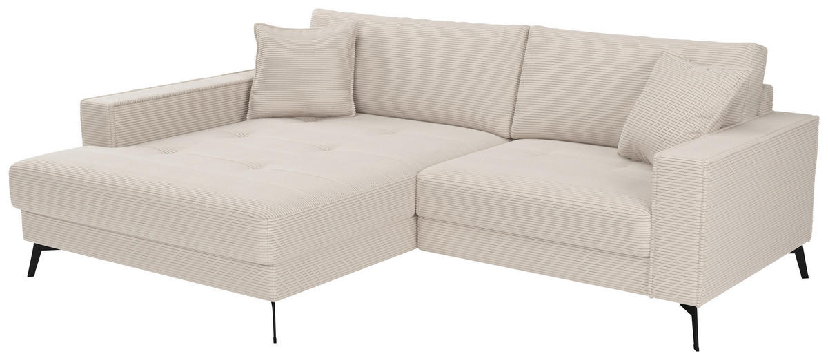 ECKSOFA TED Creme Cord Zierkissen  - Creme/Schwarz, Trend, Textil/Metall (174/228cm) - P & B
