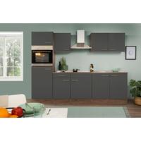 KÜCHENBLOCK 270 cm   in Grau  - Edelstahlfarben/Eichefarben, Design, Holzwerkstoff/Metall (270cm) - Respekta