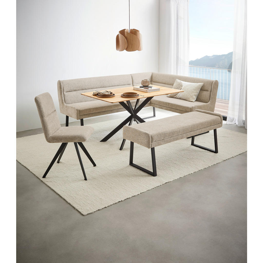 Thumbnail - Novel Eckbank, Schwarz, Beige, Textil, Metall, 4-Sitzer, Ottomane links, L-Form, Eckteil, 217x159 cm, in verschiedenen G...