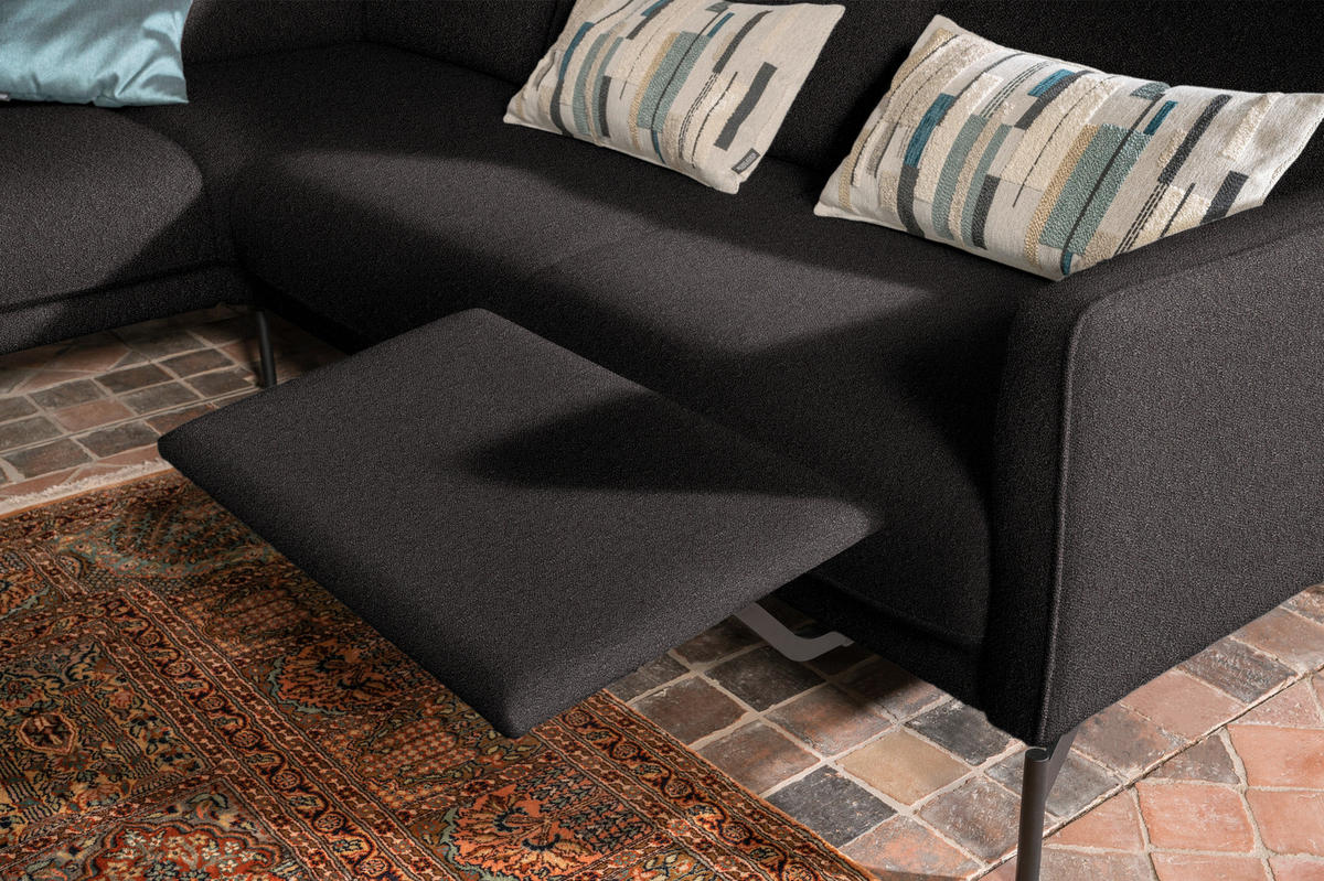 ECKSOFA in Flachgewebe, Struktur Graubraun  - Anthrazit/Graubraun, Design, Textil/Metall (230/254cm) - Johann Jakob