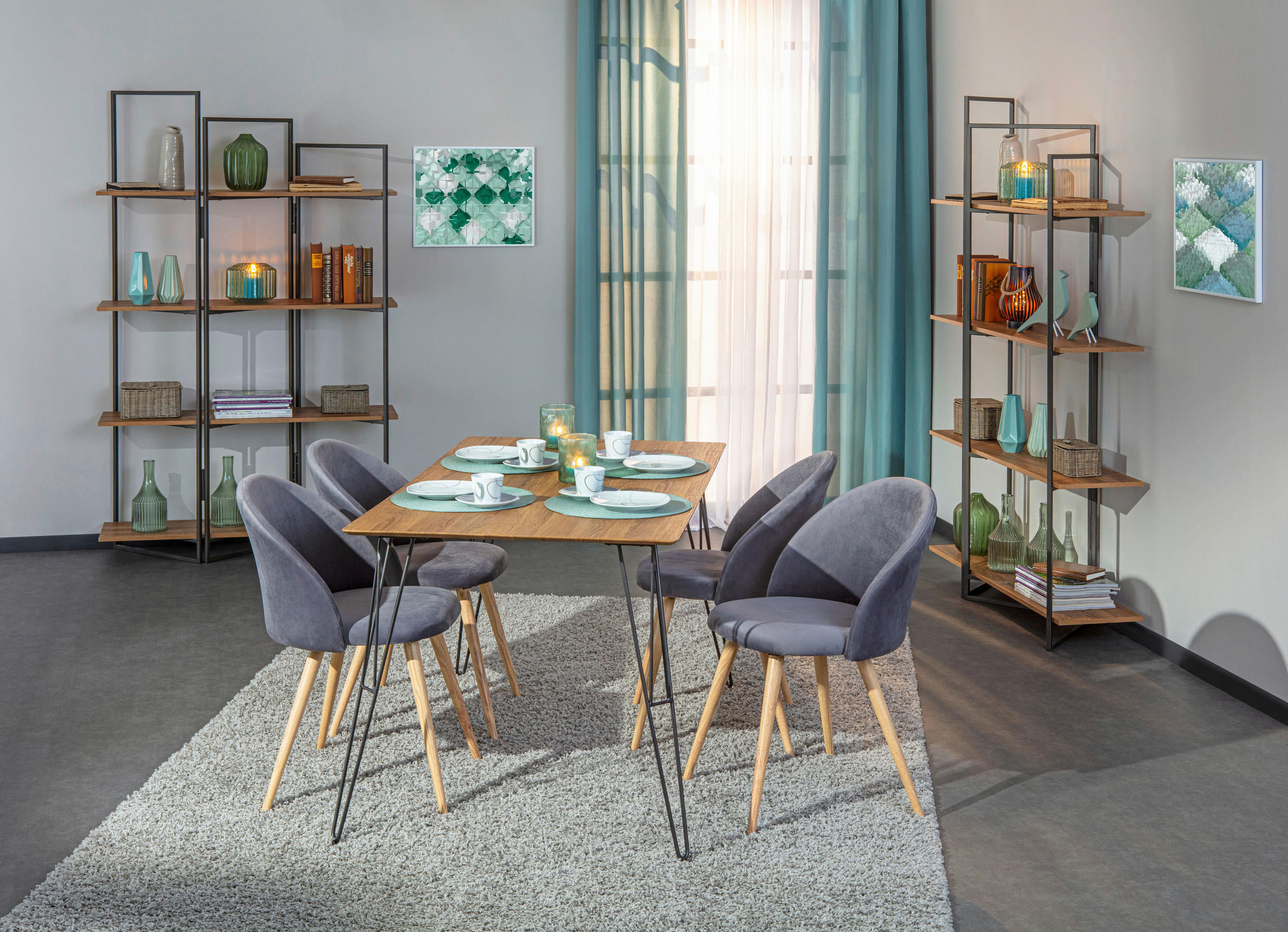 ESSTISCH in Holzwerkstoff   - Anthrazit/Eiche Artisan, KONVENTIONELL, Holzwerkstoff/Metall (140/80/75cm) - MID.YOU