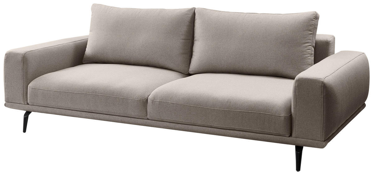 3-SITZER-SOFA in Webstoff Hellbraun  - Hellbraun/Schwarz, Modern, Textil/Metall (242/89/115cm) - MID.YOU
