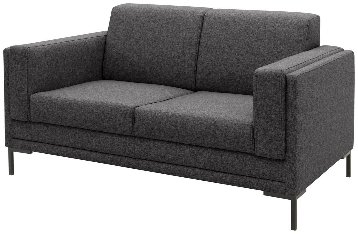 2-SITZER-SOFA in Webstoff Anthrazit  - Anthrazit/Silberfarben, Design, Textil/Metall (155/82/90cm) - LOOKS by W.Joop
