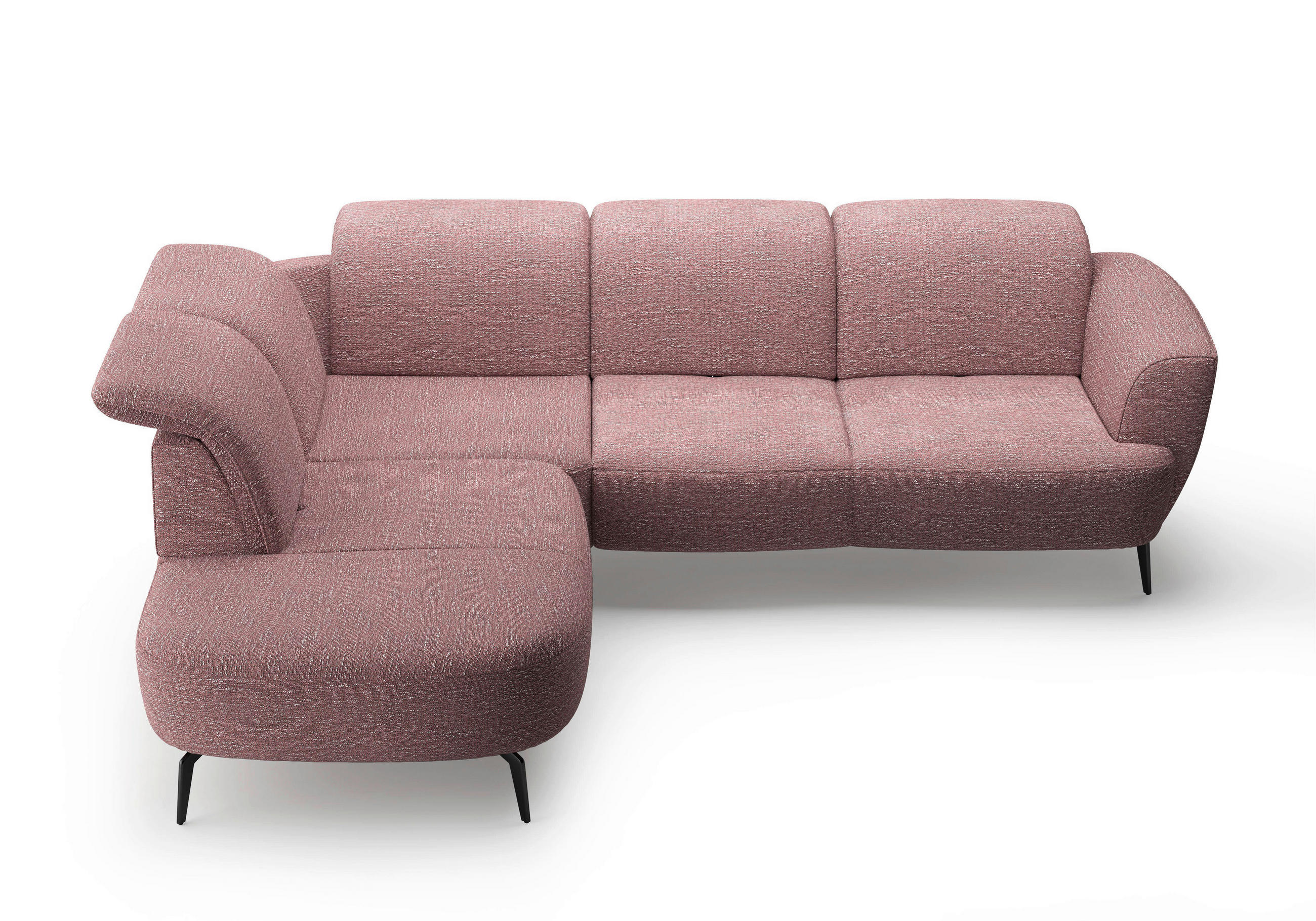 ECKSOFA in Chenille Aubergine  267/300 cm  - Aubergine/Schwarz, KONVENTIONELL, Textil/Metall (267/300cm) - Sit & More