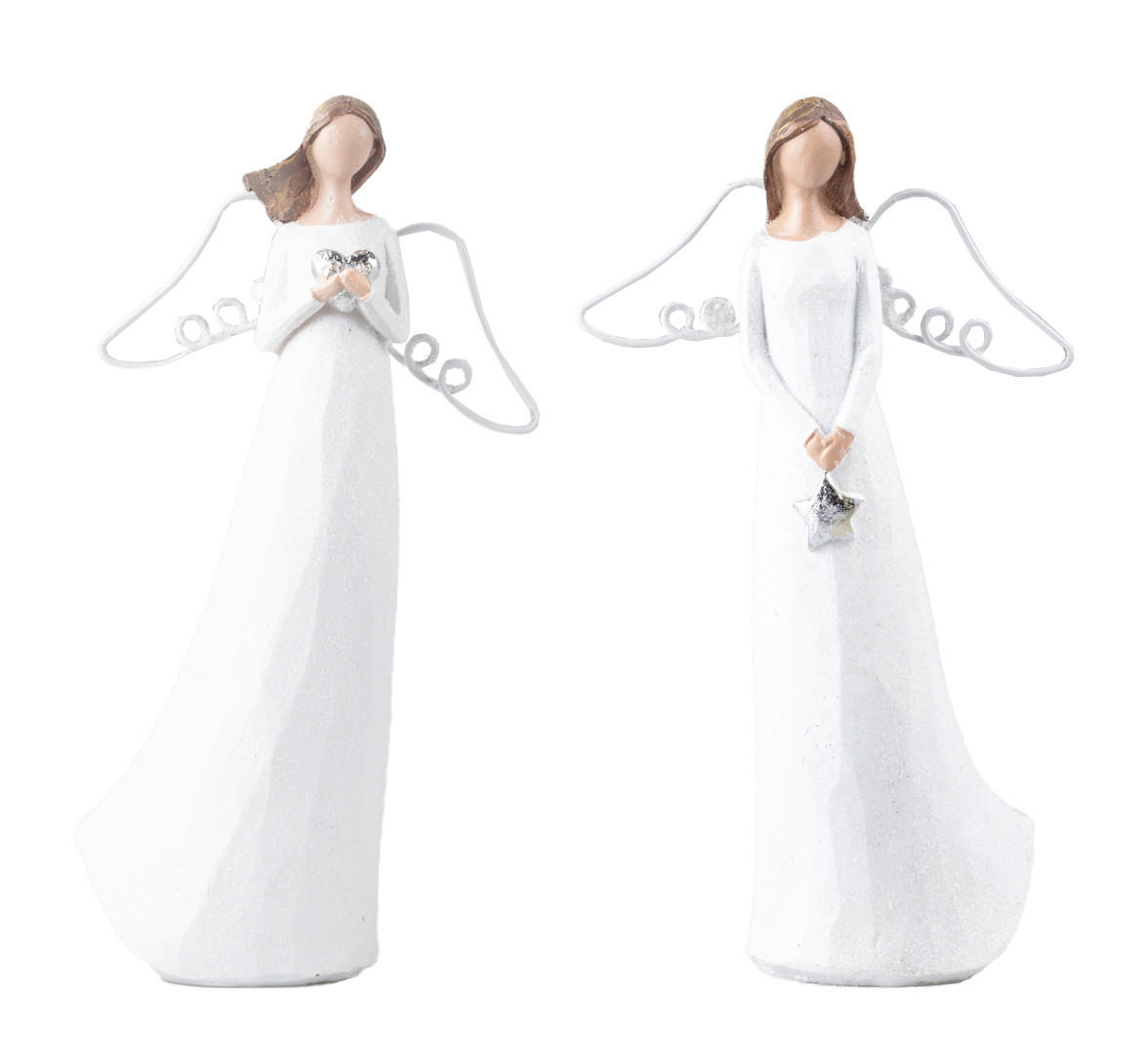 DEKORAČNÝ ANJEL - Basics, plast (12/20/12cm)