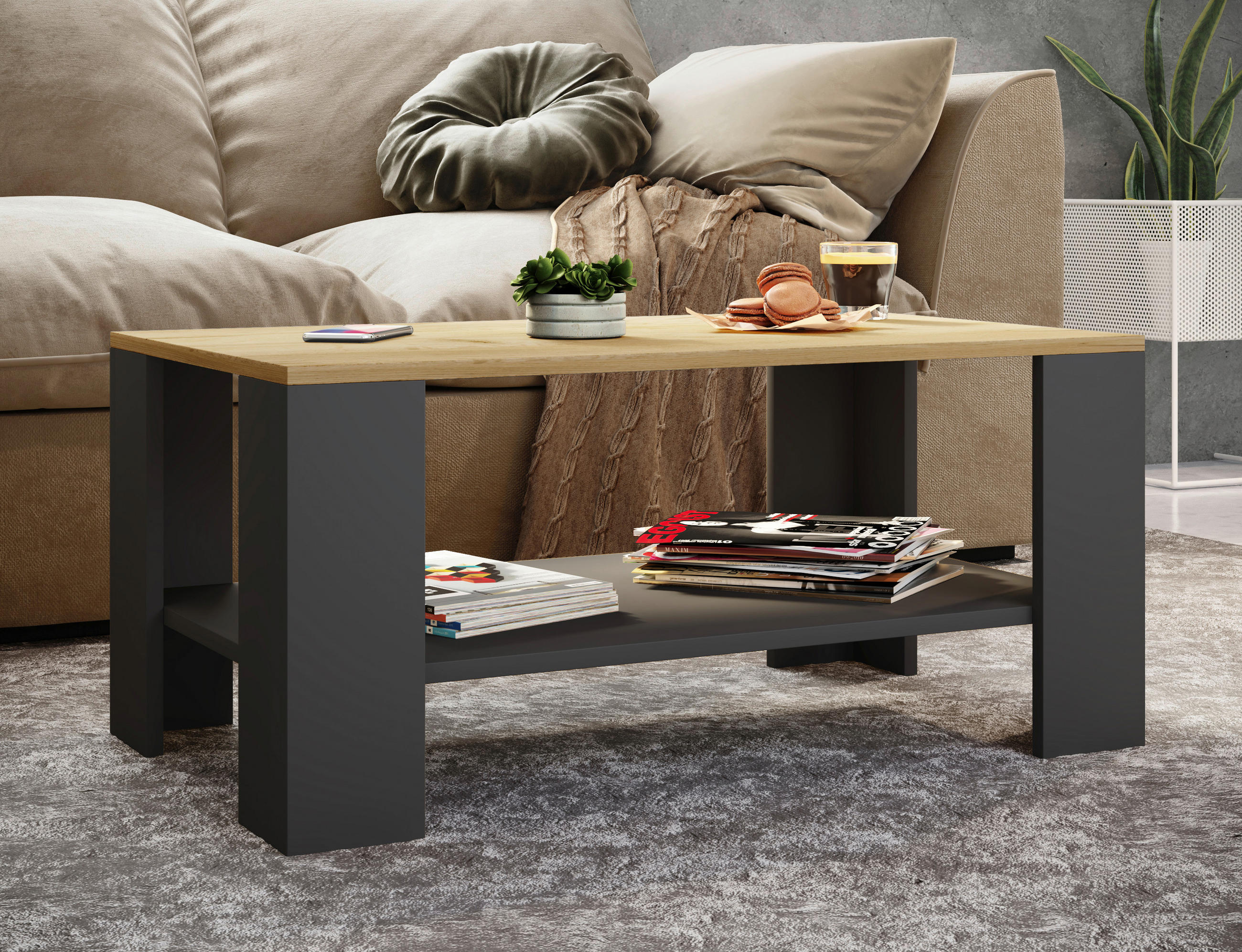COUCHTISCH 90/53/41 cm rechteckig Anthrazit  - Anthrazit, MODERN, Holzwerkstoff (90/53/41cm) - MID.YOU