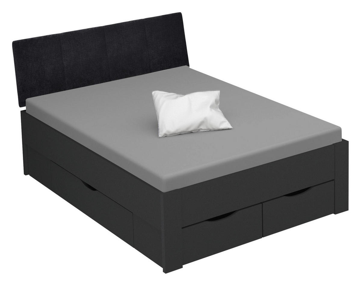 STAURAUMBETT 160/200 cm  in Grau  - Schwarz/Grau, Design, Holzwerkstoff/Textil (160/200cm) - Xora