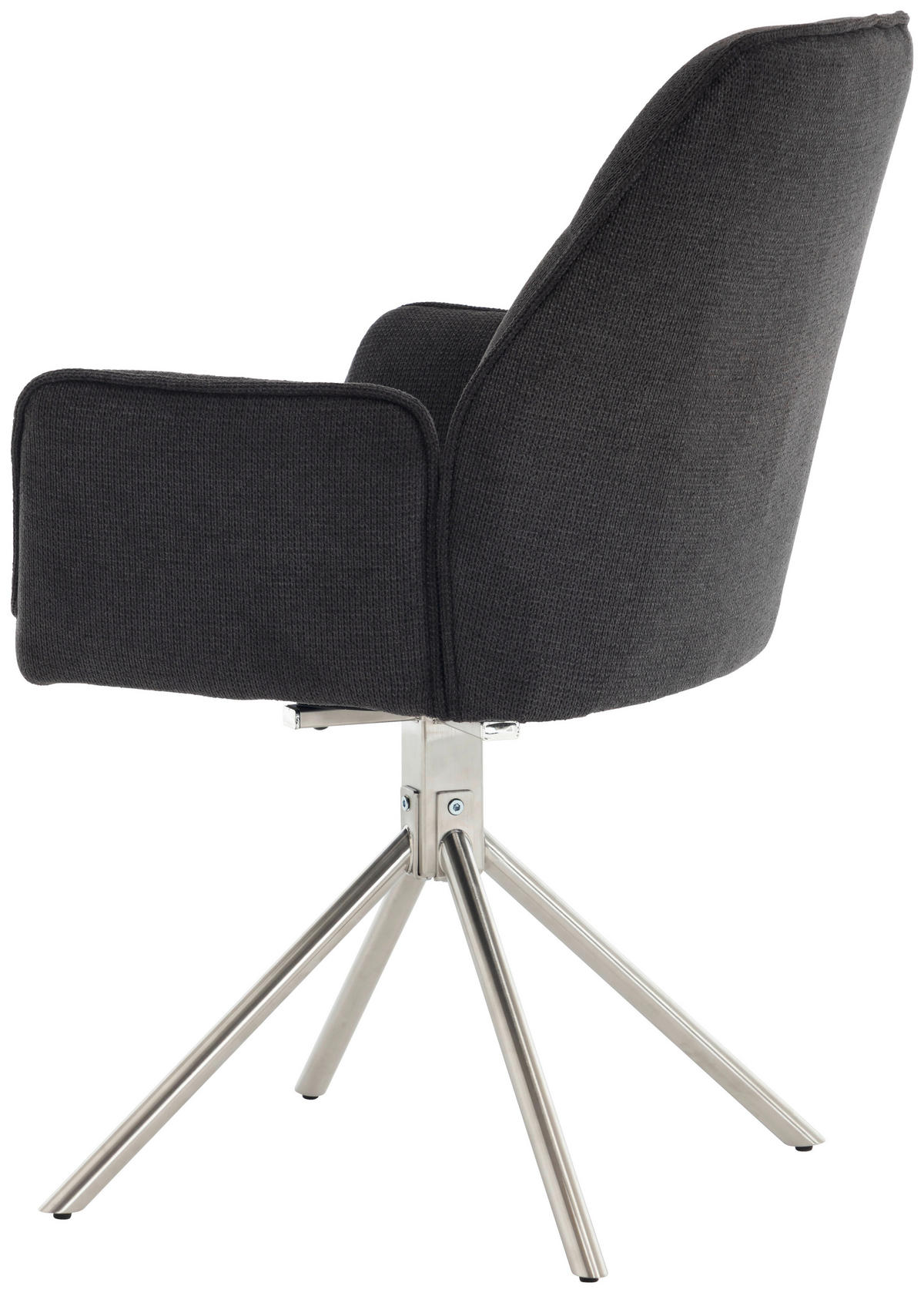 ARMLEHNSTUHL  Sitzfläche 180° drehbar, automatische Rückholfunktion Chenille  - Edelstahlfarben/Anthrazit, MODERN, Textil/Metall (60/89/64cm) - Livetastic