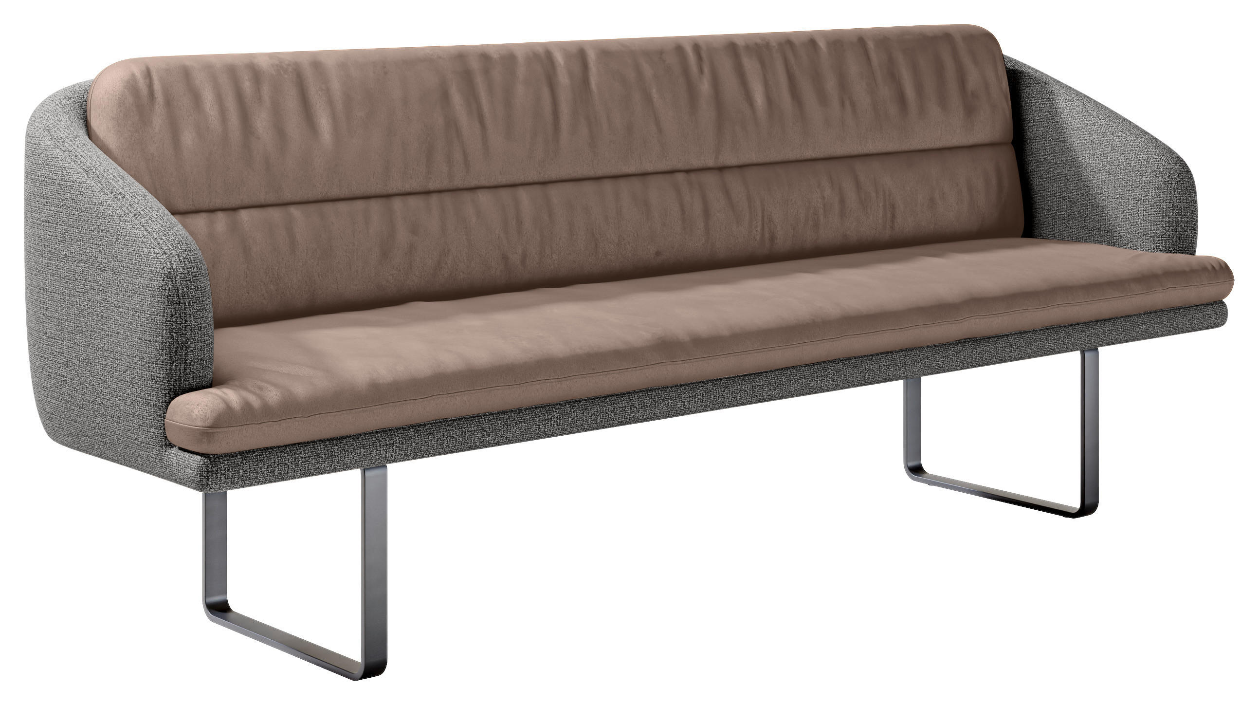 SITZBANK Textil Anthrazit, Sandfarben  - Sandfarben/Anthrazit, Design, Textil/Metall (255/89/68cm) - Dieter Knoll