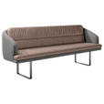 SITZBANK 255/89/68 cm Velours, Flachgewebe Anthrazit, Sandfarben Metall  - Sandfarben/Anthrazit, Design, Textil/Metall (255/89/68cm) - Dieter Knoll